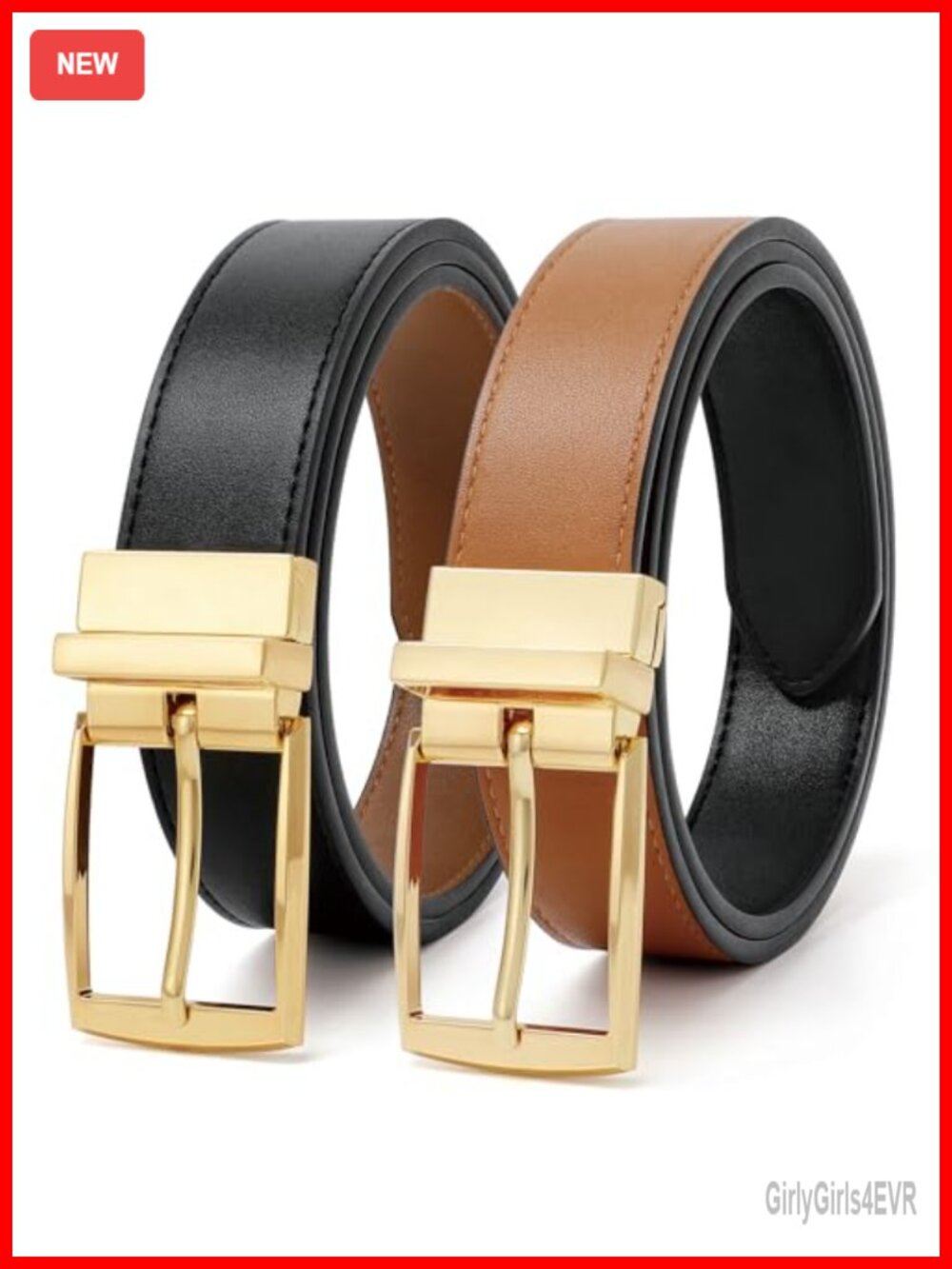 Reversible Faux Leather Belt for Women Trim to Fit
